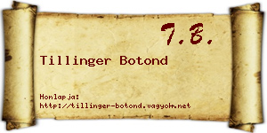 Tillinger Botond névjegykártya